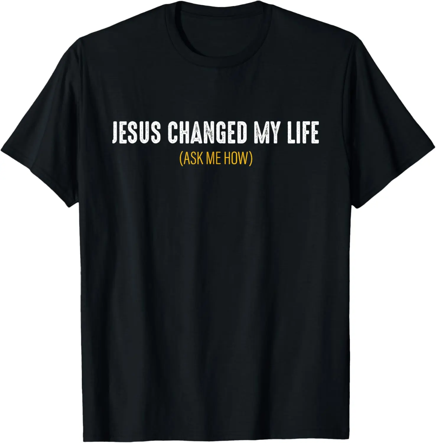 Jesus Changed My Life Ask Me How Sharing Gospel Evangelism T-Shirt Pure Cotton Graphic Tees Menswear Top: Gifts for Men & Women