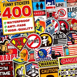 Funny Hard Hat Stickers for Men & Adults, 400 Pcs Blue Collar Stickers for Welder, Electrician, Lineman, Construction, Decals for Helmet, Truck, Tool Box, Water Bottle, Car, Motorcycle