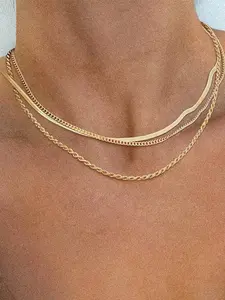 Women's V-Shape Necklace, Elegant Snake Chain Design, Simple Layered Jewelry Gift, Perfect for Everyday Wear, Layered Necklaces