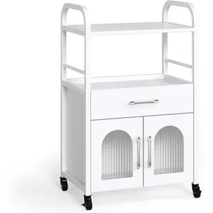 OmySalon Salon Trolley Cart, Esthetician Cart with Drawer & Tray, Hair Styling Station, Lockable Wheels Mobile Storage Cabinet for Beauty Spa Massage Esthetic
