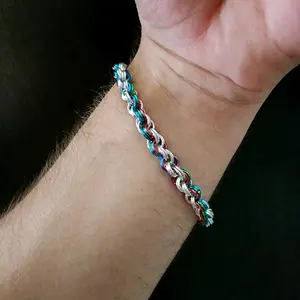 Polysexual Pride flag chainmaille bracelet