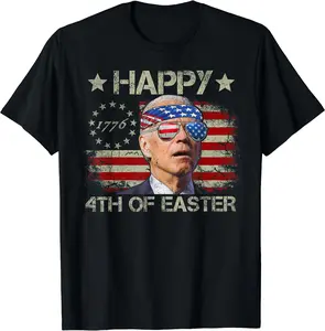 Funny Joe Biden 4th Of July Happy 4th Of Easter US Flag Men T-Shirt | Unisex Cotton Tee, Short Sleeve, Full Size