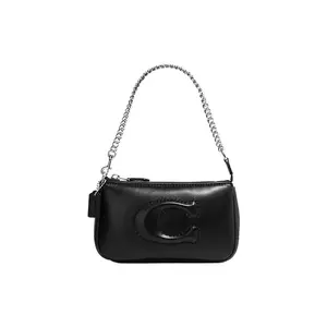 Coach Nolita 19 Quilted Leather Handbag with Logo and Zipper Closure for Women in Black