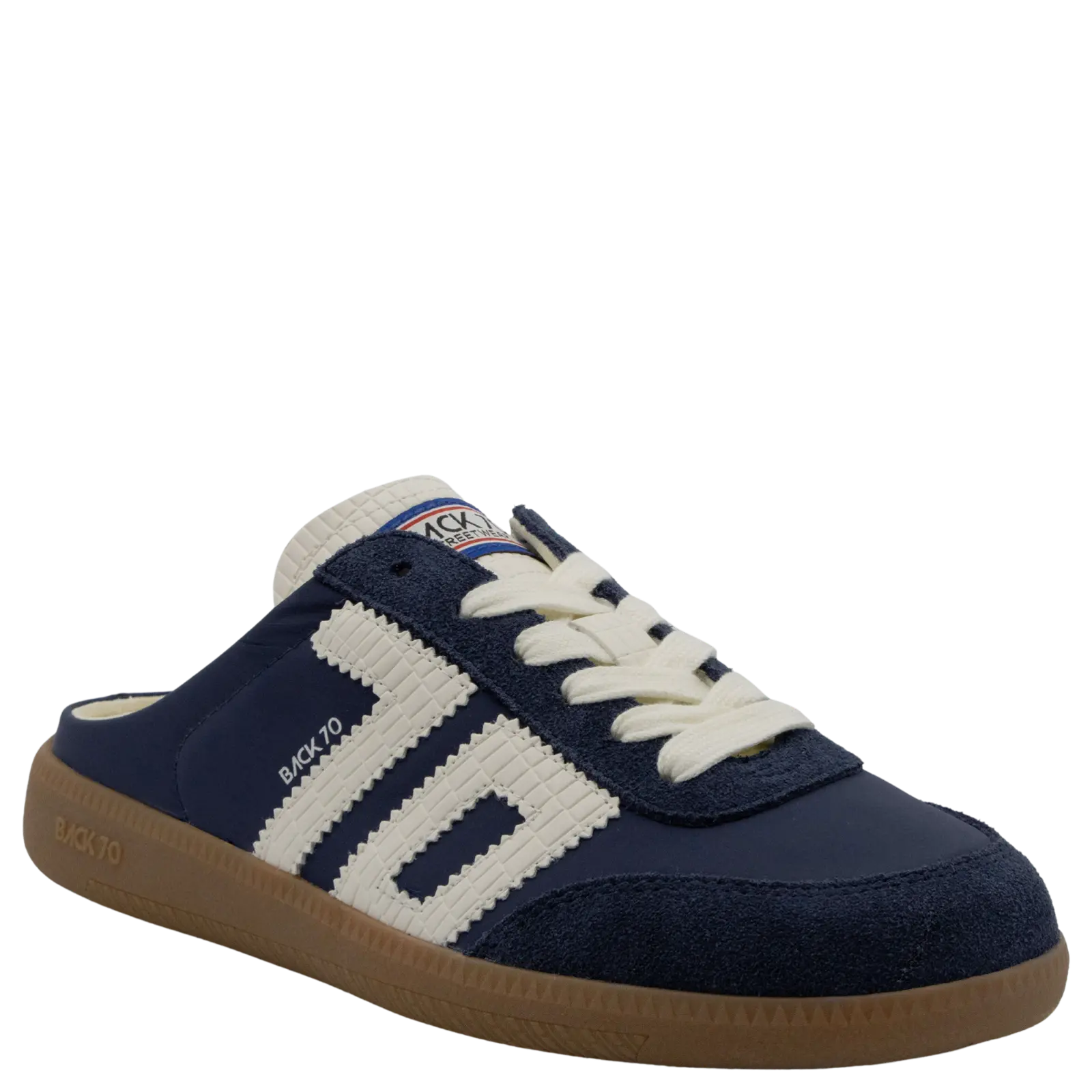 Back 70: EASTER in NAVY Backless Sneakers Back 70: EASTER in NAVY Backless Sneakers
