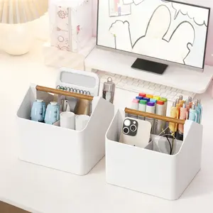 2PCS Multi-Use Desk Organizer – Same Size Storage Bins, Portable Desktop Storage for Office, Vanity & Dorm Perfect for Makeup, Stationery & Daily Essentials