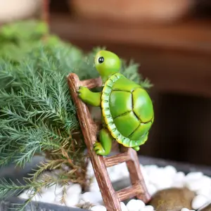 Funny Turtle Climbing Ladder Resin Statue, Garden Courtyard Bonsai Decoration, Indoor Outdoor Use, Easy To Place, Home Gardening Decor, Perfect Gift