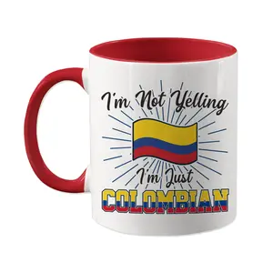 Colombian Mug, Colombia Coffee Cup, Funny Colombian Gift, Present for Husband, Wife, Family, Tea Mug, Flag, I'm Not Yelling, Colombianos