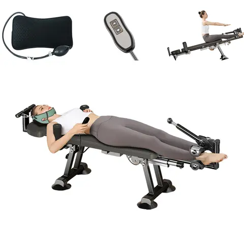 Electric Fitness Full Body Traction Bed, Massage Cervical Traction Table & Lumbar Traction Bed, Stretch Decompression Machine for Tension Relief, Lumbar Stretching
