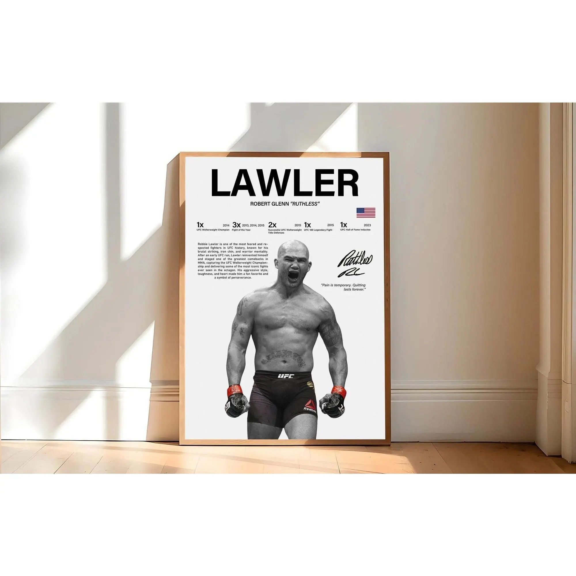 Robbie Lawler Poster UFC Wall Art MMA Print Sports Room Decor Fight Fan Gift ( Unframed - Print Only )