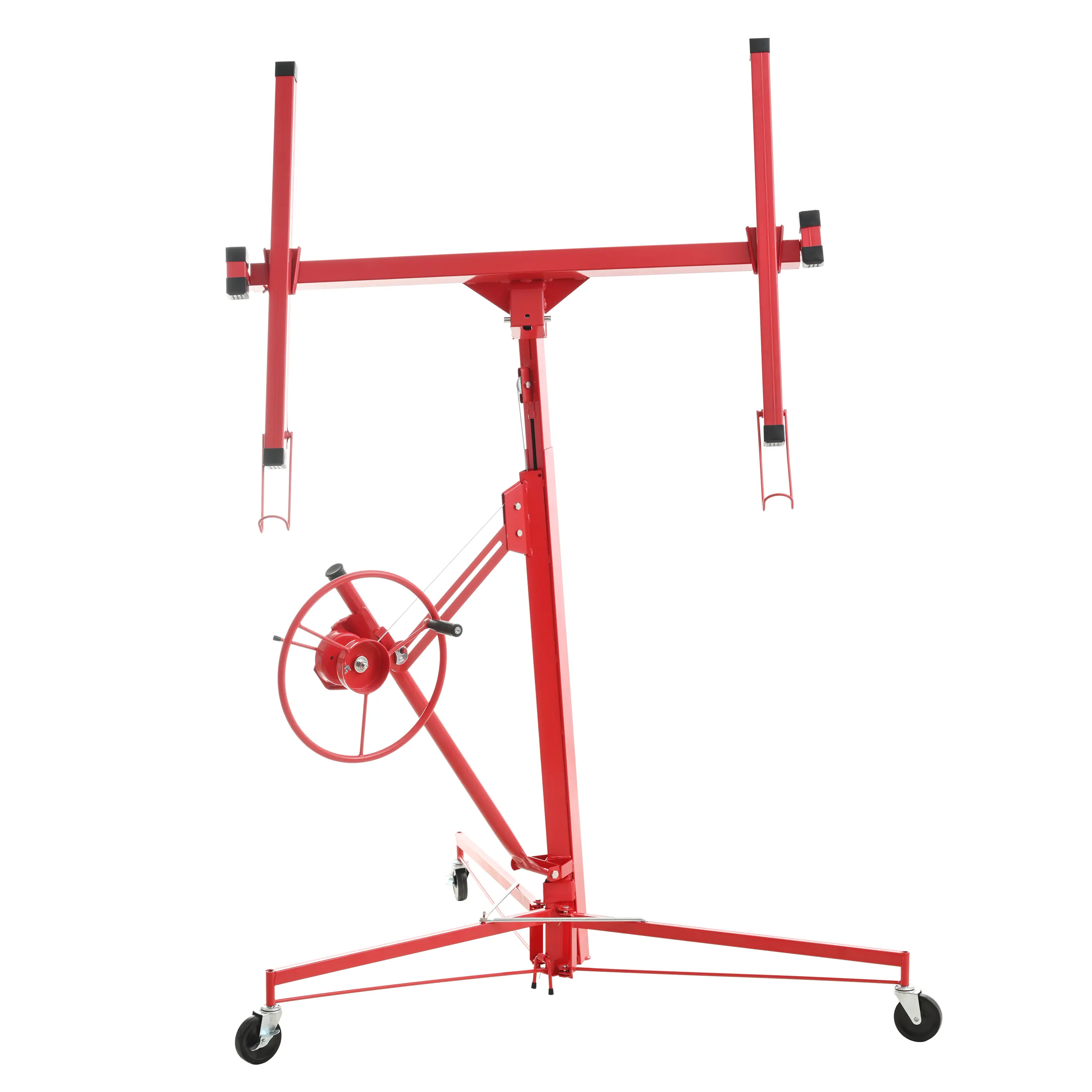 16 FT Drywall Lift Panel Rolling Hoist Jack Lifter Sheetrock, Drywall Lifting Construction Tools Caster Wheel with Adjustable Telescopic Arm, 16" Lift Height, Heavy Duty Drywall Hoist for Ceiling Installation and Wall Panel Positioning