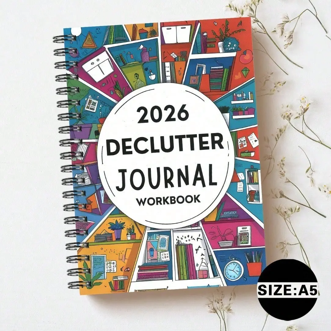 1 Pc 2026 Declutter & Organize Spiral Bound Yearly Planner – Full-Year Home Management with Monthly Calendars, Cleaning Schedules, Goal Trackers and Weekly Prompts