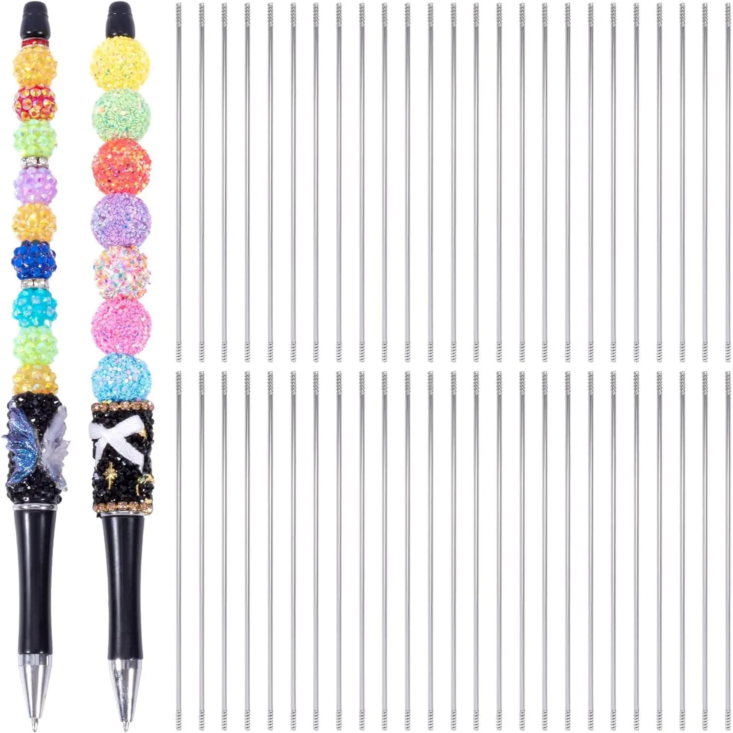 50 count Rust-Resistance Stainless Steel Pen Extenders for Beadable Pens, Beadable Pen Extender Rods, Metal Blank Bars for Beadable Pens (4.6 Inches)