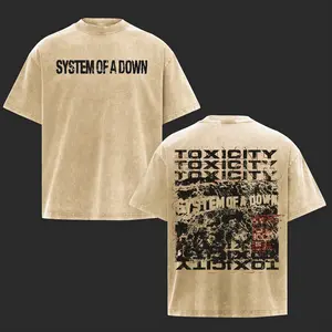 System Of A Down Toxicity Acid Wash Tee Retro Vintage SOAD Rock Band Music Tour Trendy Casual Streetwear Top Premium Cotton Short Sleeve Graphic Concert Tee for Men's Comfortable Everyday Wear