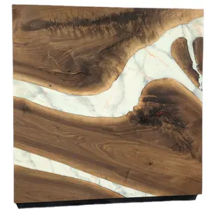 Epoxy Marble Wall Art - Walnut Natural Wood with Epoxy Designs