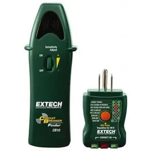 Extech 110 to 125 VAC, 47 to 63 Hz, LED Display Circuit Breaker Finder 9 Volt, Includes Battery, GFCI Transmitter, Receiver CB10