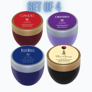 Perfumed Skin Softener SET of 4. Far Away, Candid, Oddesey and Night Magic Scented Fragrance