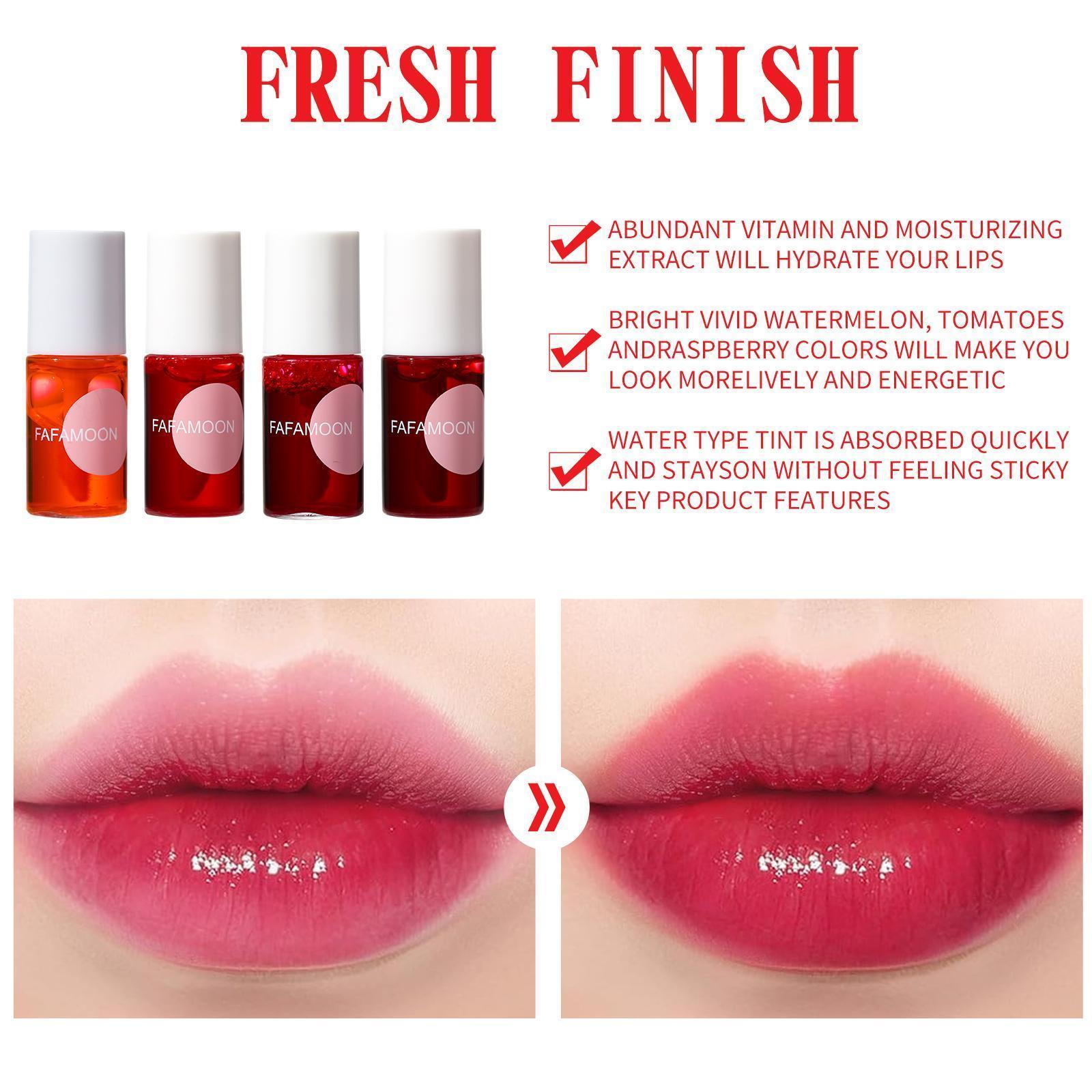4PCS Lip Tint Stain Set, Mini Moisturizing Water Lipstick, Vivid Color Korean Lip Gloss, Long-Lasting Non-Stick Cup Multi-Use Lip and Cheek Tint