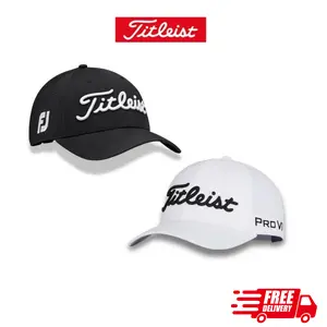 [Pack 2] Titleist Tour Performance Elite Pro Series Golf Cap – White/Black | Adjustable Fit, Superior Sun Protection, All-Day Comfort for Peak On-Course Performance | All Seasons, Hand Wash Only