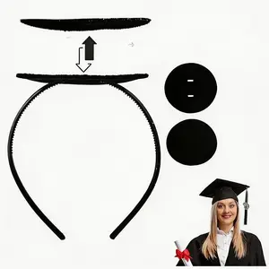 Graduation Hat Headband, Graduation Cap Headband, Grad Cap Headbands, Round, Velcro Design, Secure Anti-Fall Hair Band, Perfect for Graduates and Students, All Seasons