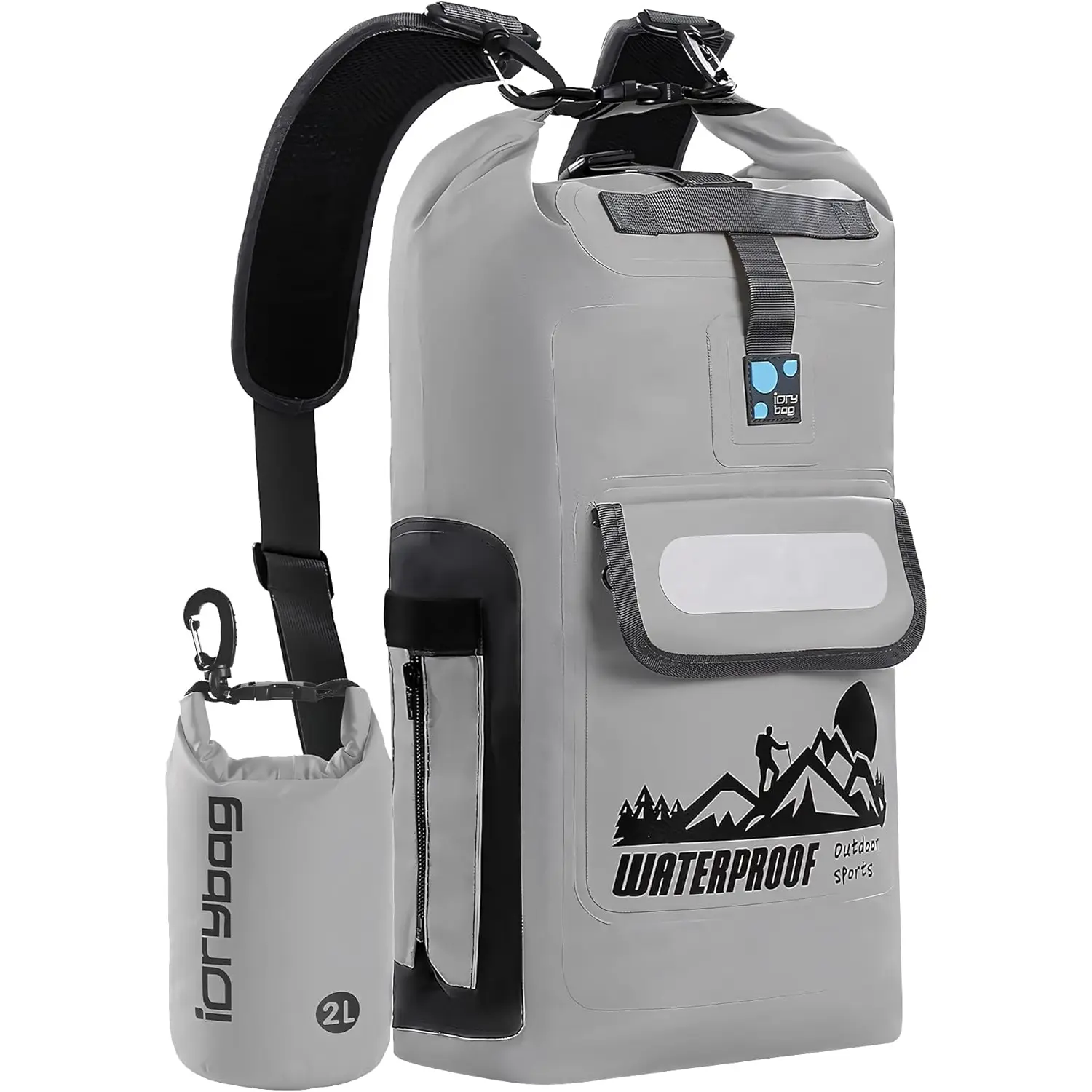 IDRYBAG Waterproof Dry Bag Backpack 20L/30L/40L Floatable Options for Hiking Camping Kayaking Travel with Reflective Strip & Splash-Proof Pockets