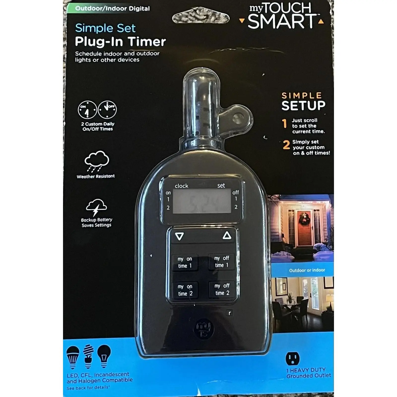 Jasco Digital My Touch Smart 2-Outlet Plug-In 2 Timer Indoor Outdoor 26898-P2