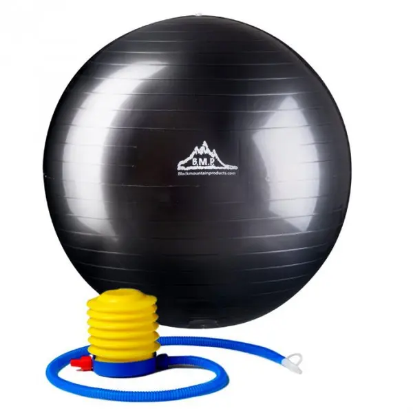 Black Mountain Products 65cm Black Gym Ball 65 cm. Static Strength Exercise Stability Ball- Black