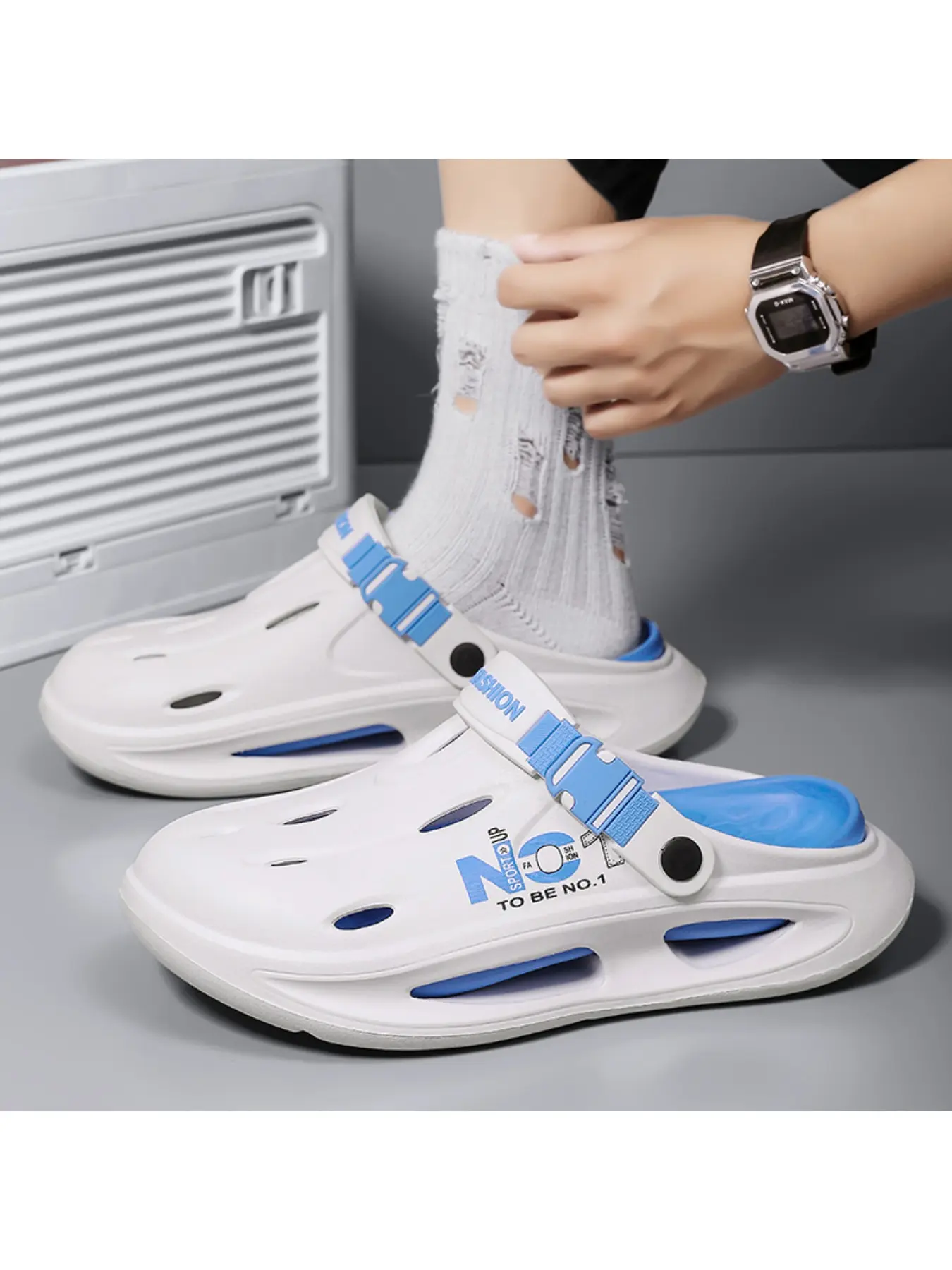 Men's Breathable Closed-Toe Clogs Shoe, Thick Anti-Slip Wear-Resistant Sole, Versatile Daily Casual Wear Footwear