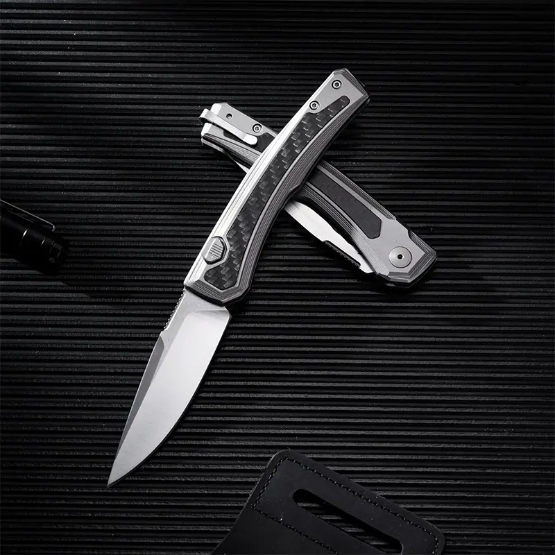 Carbon fiber handle folding knife, quick opening; outdoor pocket knife, ZT0556; multifunctional outdoor folding knife; aluminum alloy carbon fiber handle portable pocket knife; high-hardness folding knife for camping and home use