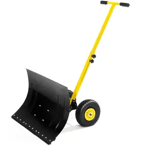 Garvee Heavy-Duty Snow Shovel with Wheels, 29" Rolling Snow Pusher for Snow Removal, 5-Position Adjustable Handle, Wheeled Snow Shovel Pusher for Driveway & Pathways