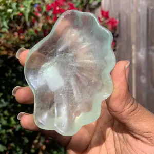 Natural Green Fluorite Crystal Shell Bowl Medium
