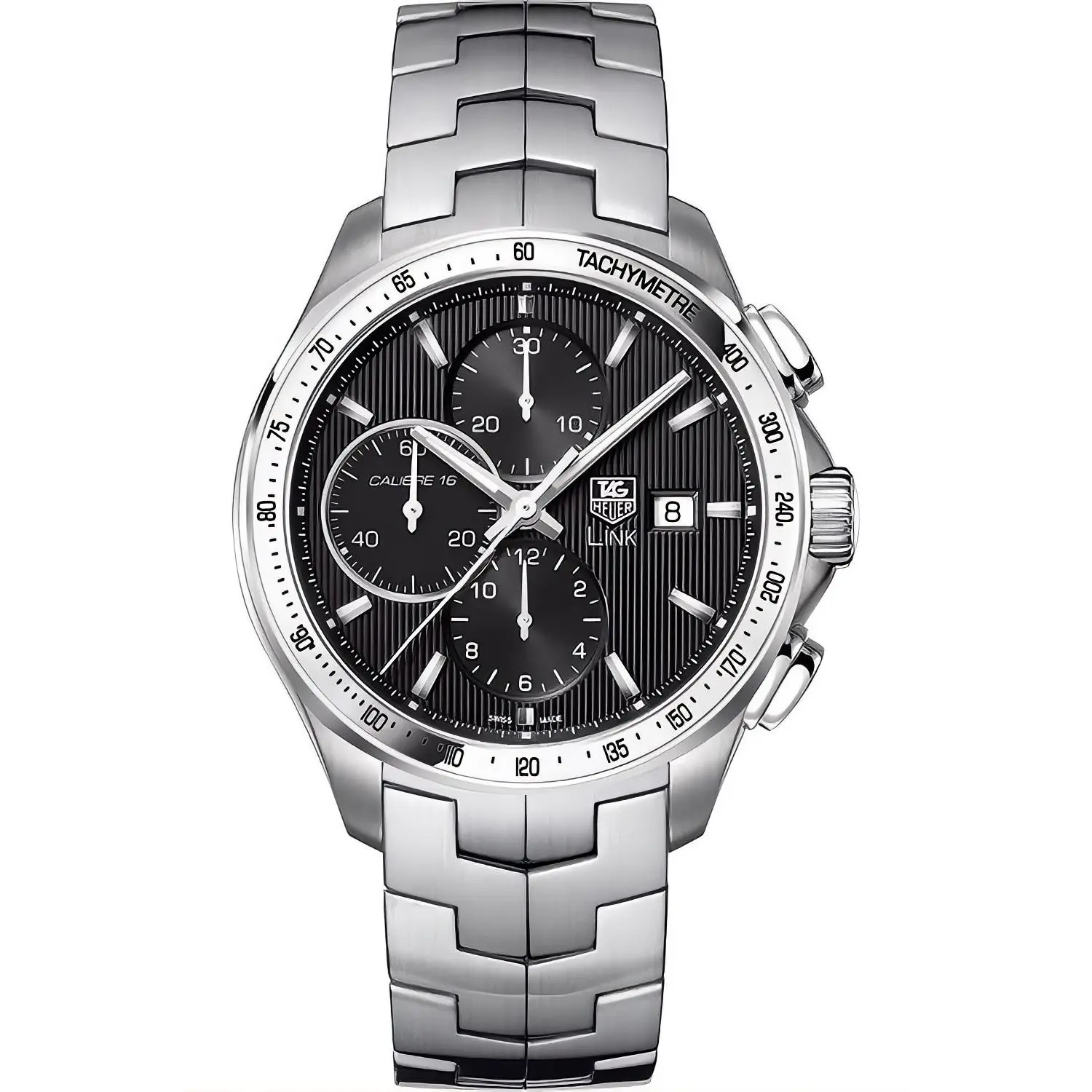 TAG Heuer Link Pre-Owned Chronograph Watch with Tachymeter and Date Display