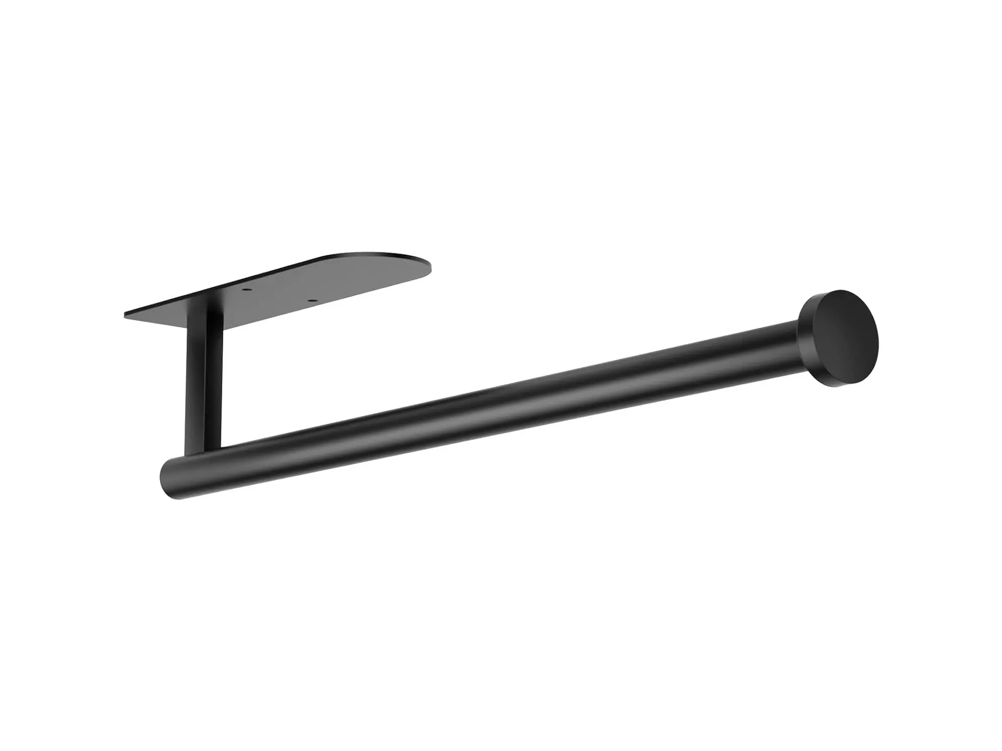 Matte Black SUS304 Stainless Steel Paper Towel Holder - Bathroom Accessory, Waterproof, Smooth, Non-Slip, Self-Adhesive/Sticky Back Tissue Holder, Screw-Mounted No-Drill Space-Saving Easy-Installation for Bathroom, Kitchen Counter Cabinet, Sticky Back Tis