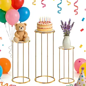 Garvee 3-Tier Adjustable Golden Metal Cake Stand with Acrylic Platforms - Elegant Multi-Tier Dessert Display for Weddings, Birthdays, Baby Showers, Parties & Events - Heights 100Cm, 80Cm, 60Cm