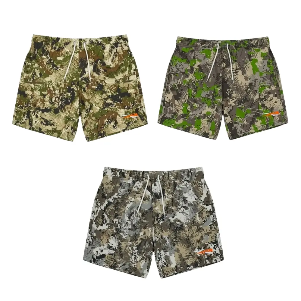 Men's Camo Athletic Shorts, Quick Dry Workout & Running Shorts, Lightweight Outdoor Sports Shorts with Pockets