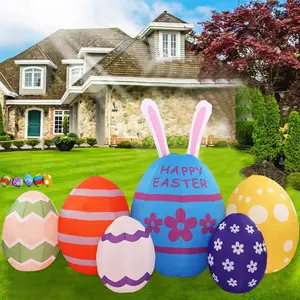 Set of six Easter inflatable decorations 2.6m glowing eggs courtyard lighting decorations
