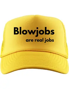 Funny Adult Trucker Hat • “Blowj*bs Are Real Jobs” Snapback Hat • Viral Bachelor Party Hat • Adult Humor Mesh Cap • Novelty Gag Gift Hat