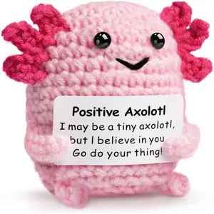 Emotional Support Crochet Axolotl, Mini Funny Handmade Crochet Encouragement Gifts for Lover Friend Colleague, Birthday Gifts for Women Men, Gift for Fathers Day, Graduation