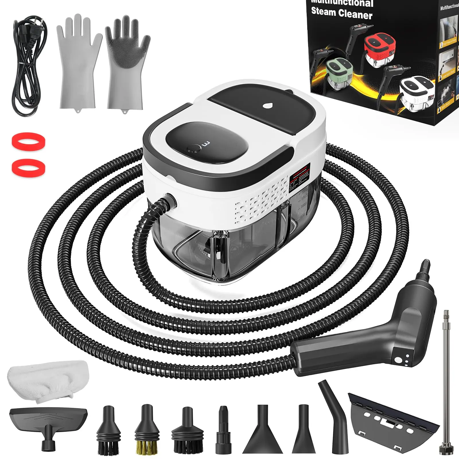 Handheld Steam Cleaner for Home, 2500W High Pressure Steam Cleaner for Car Detailing, 3 Steam Levels, 1600Ml Tank, High Heat Steamer for Bed Bugs, Couch, Furniture, Kitchen, Bathroom, Floors