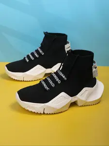 Men's Sporty High Top Sock Sneakers, Sports Sneakers, Breathable Athletic Sneakers, Casual Comfortable Breathable Sneakers, Lightweight Sneakers, Trendy All-match Sneakers for Daily Wear