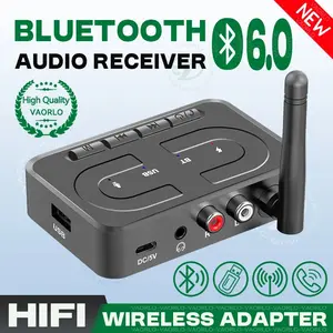Bluetooth 6.0 Audio Receiver 3.5mm AUX RCA With Mic HIFI Stereo Wireless Adapter Support USB U-Disk For Car Speaker Amp