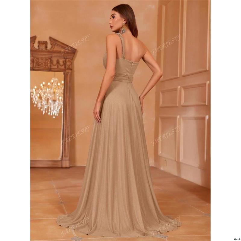 Galas - u2013ElegantSpring FaeriestyAsymmetricalNeckFormalEveningDressWithFittedWaist FlowingHem | SummerMaxiGownForRedCarpet Weddings UpscalePartiesBridesmaidDress