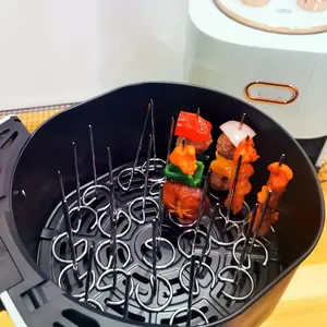 10pcs, Stainless Steel Air Fryer Vertical Skewers, Thickened Roast Meat Sticks, Air Fryer Oven Skewers, Barbecue Needle Skewers, BBQ Tools, Barbecue Accessories, Barbecue Utensils
