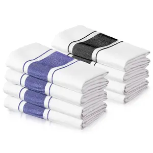 Absorbent Cotton 4-Piece Modern Minimalist Striped Kitchen Towels - Blue, Black, 48×70cm/18.9×27.5in Long-Lasting Multipurpose Home Cleaning Cloths for Kitchen Utensils, Glass Cleaning