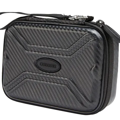 Casemaster Ventura Dart Case - Black Carbon Fiber Darts Gear, Moisture-Proof, Form-Fit Foam, Bold Look, Large Storage Tube, Drop-Protective, Steel Tip Compatible for Leisure & Night Out Use