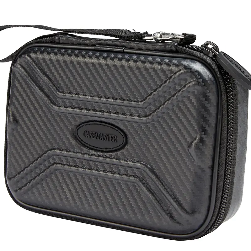 Casemaster Ventura Dart Case - Black Carbon Fiber Darts Gear, Moisture-Proof, Form-Fit Foam, Bold Look, Large Storage Tube, Drop-Protective, Steel Tip Compatible for Leisure & Night Out Use