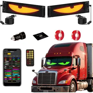 2PCS LED Devil Eyes Windshield Light Bars (23.6in x 4.7in) - Remote Control, USB-Installed Car Accessory for Trucks, SUVs - Vehicle Decoration, Men's Gift