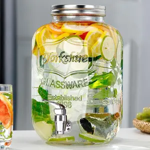 Gallon Beverage Dispenser, Mason Jar Beverage Dispenser with Lid, Mason Jar Pitcher, Lemonade Dispenser, Suitable for Barbecues, Picnics, Parties, and Other Occasions, Can Hold Various Beverages