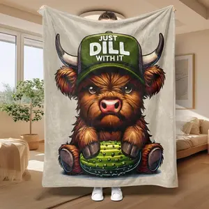 Highland Cow Pattern Blanket, 1 Count SoftThrow Blanket, Air-conditioned Room Blanket.Warm Nap Blanket For Home Office TravelCamping,Gift for Men & Women, Halloween