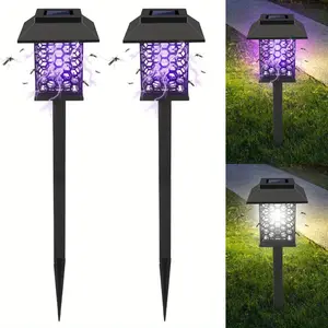 2 PCS Mosquito Solar Mosquito Lamp Mosquito Lamp 2 in 1 Illuminated Mosquito Trap Outdoor Portable Mosquito Repeller Outdoor Suitable For Home Camping Backyard