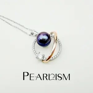 【Adee】PEARLISM Dainty Everyday Edison Pearl Pendant | 9-10mm Two-Tone Silver CZ Hypoallergenic-AFEP026